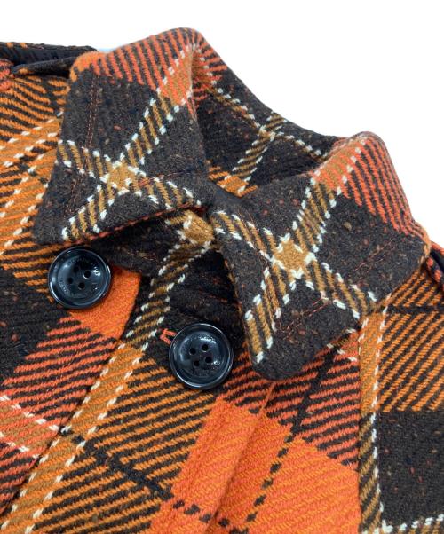 BURBERRY BLUE LABEL（バーバリー ブルー レーベル）BURBERRY BLUE LABEL (バーバリー ブルー レーベル) チェック柄ショートPコート オレンジ サイズ:38の古着・服飾アイテム