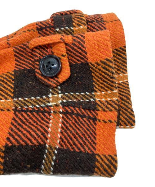 BURBERRY BLUE LABEL（バーバリー ブルー レーベル）BURBERRY BLUE LABEL (バーバリー ブルー レーベル) チェック柄ショートPコート オレンジ サイズ:38の古着・服飾アイテム