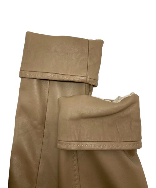 BALMAIN（バルマン）BALMAIN (バルマン) フォックスファー付ラムレザーコート ベージュ サイズ:SIZE 13の古着・服飾アイテム