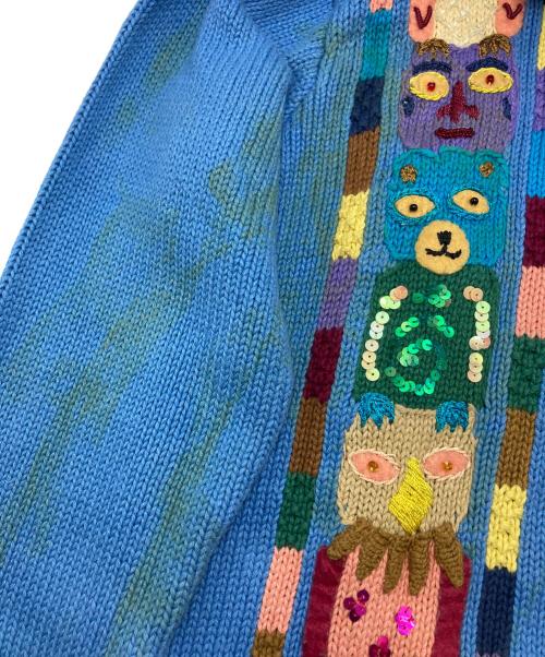 Storybook knits（ストーリーブック・ニット）Storybook knits (ストーリーブック・ニット) 装飾デザインニットカーディガン ブルー サイズ:Lの古着・服飾アイテム