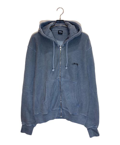 stussy（ステューシー）stussy (ステューシー) Smooth Stock Pig Dyed Zip Hoodie ブルー サイズ:Lの古着・服飾アイテム
