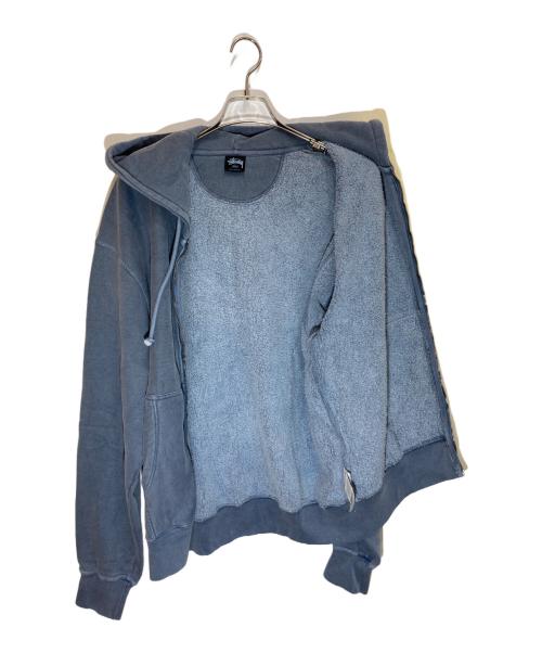 stussy（ステューシー）stussy (ステューシー) Smooth Stock Pig Dyed Zip Hoodie ブルー サイズ:Lの古着・服飾アイテム