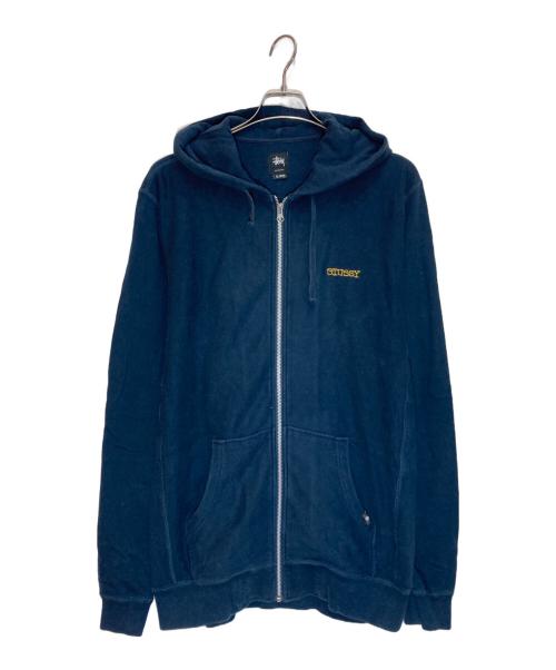 stussy（ステューシー）stussy (ステューシー) ロゴ刺繍ジップパーカー ネイビー サイズ:XLの古着・服飾アイテム