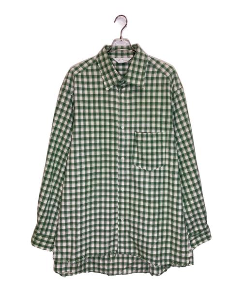 ANCELLM（アンセルム）ANCELLM (アンセルム) C/R CHECK OVER SHIRT グリーン×ベージュ サイズ:2の古着・服飾アイテム