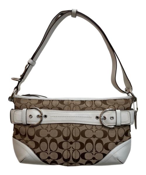 COACH（コーチ）COACH (コーチ) ソーホーシグネチャーショルダーバッグ ホワイト×ベージュ サイズ:-の古着・服飾アイテム