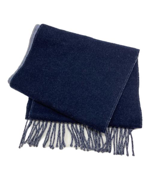 LOEWE（ロエベ）LOEWE (ロエベ) アナグラム刺繍ウールカシミヤマフラー ブルー×ネイビー サイズ:-の古着・服飾アイテム