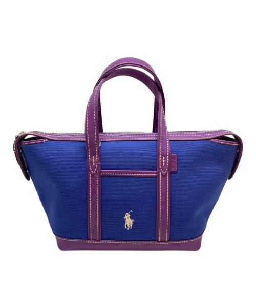 POLO RALPH LAUREN（ポロ・ラルフローレン）POLO RALPH LAUREN (ポロ・ラルフローレン) コットンキャンバスミニショッパートート パープル×ブルー サイズ:-の古着・服飾アイテム