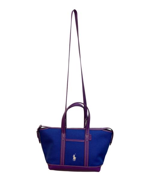 POLO RALPH LAUREN（ポロ・ラルフローレン）POLO RALPH LAUREN (ポロ・ラルフローレン) コットンキャンバスミニショッパートート パープル×ブルー サイズ:-の古着・服飾アイテム