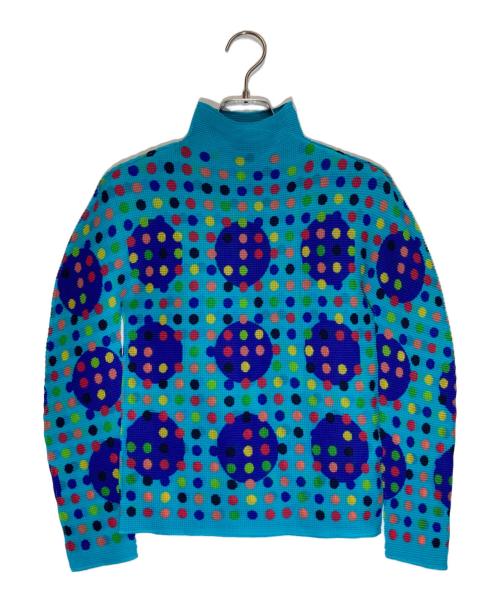 me ISSEY MIYAKE（ミーイッセイ ミヤケ）me ISSEY MIYAKE (ミーイッセイ ミヤケ) ドット柄プリーツカットソー ブルー サイズ:SIZE Freeの古着・服飾アイテム