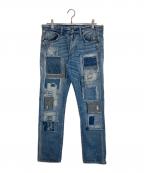 Denim & Supply Ralph Laurenデニム＆サプライ ラルフローレン）の古着「リペア加工パッチワークデニムパンツ」｜インディゴ