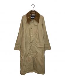 Barbour（バブアー）の古着「OS BURGHLEY ノンワックスロングコート」｜ベージュ