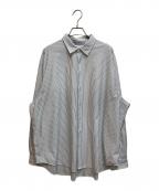 KANEMASAカネマサ）の古着「LONDON STRIPE DRESS JERSEY SHIRT」｜ホワイト×ネイビー