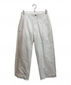 UNIVERSAL PRODUCTS.ユニバーサルプロダクツ）の古着「NO TUCK WIDE DENIM TROUSERS」｜ホワイト