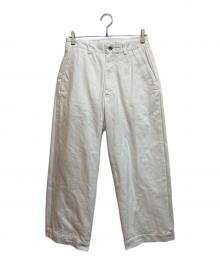 UNIVERSAL PRODUCTS.（ユニバーサルプロダクツ）の古着「NO TUCK WIDE DENIM TROUSERS」｜ホワイト