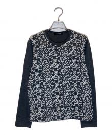 tricot COMME des GARCONS（トリココムデギャルソン）の古着「花刺繍クルーネックニット」｜グレー