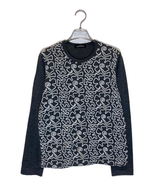 tricot COMME des GARCONS（トリココムデギャルソン）tricot COMME des GARCONS (トリココムデギャルソン) 花刺繍クルーネックニット グレー サイズ:-の古着・服飾アイテム