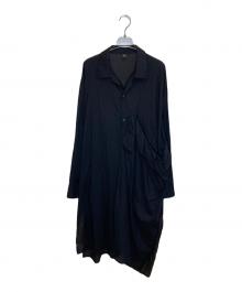 Y's（ワイズ）の古着「60-LAWN GATHERED FLAP DRESS」｜ブラック