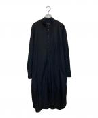 s'yteサイト）の古着「COTTON BROAD CLOTH STAND COLLAR LONG SHIRT WITH ROUNDED HEM」｜ブラック