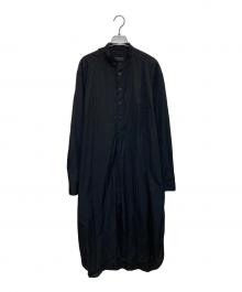 s'yte（サイト）の古着「COTTON BROAD CLOTH STAND COLLAR LONG SHIRT WITH ROUNDED HEM」｜ブラック