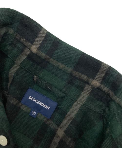 DESCENDANT（ディセンダント）DESCENDANT (ディセンダント) ネルシャツ ブラック×グリーン サイズ:SIZE 3の古着・服飾アイテム