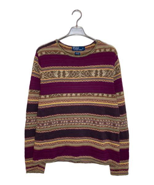 POLO RALPH LAUREN（ポロ・ラルフローレン）POLO RALPH LAUREN (ポロ・ラルフローレン) 総柄ニット パープル サイズ:SIZE Lの古着・服飾アイテム