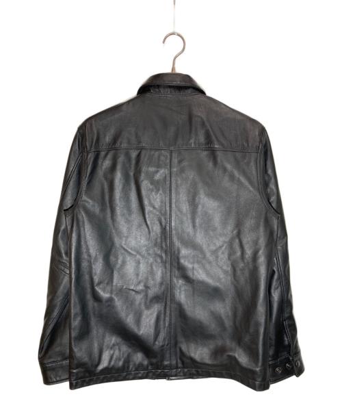 AVIREX（アヴィレックス）AVIREX (アヴィレックス) SHEEPSKIN LEATHER CPO SHIRT ブラック サイズ:SIZE Lの古着・服飾アイテム