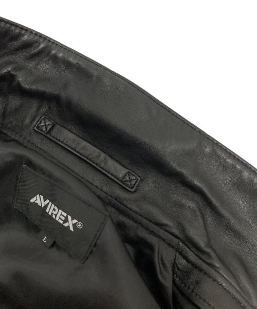 AVIREX（アヴィレックス）AVIREX (アヴィレックス) SHEEPSKIN LEATHER CPO SHIRT ブラック サイズ:SIZE Lの古着・服飾アイテム