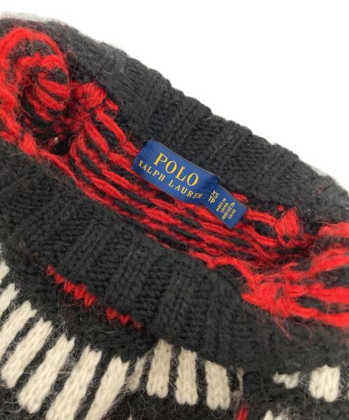 POLO RALPH LAUREN（ポロ・ラルフローレン）POLO RALPH LAUREN (ポロ・ラルフローレン) ノルディックセーター ブラック×レッド サイズ:SIZE XSの古着・服飾アイテム