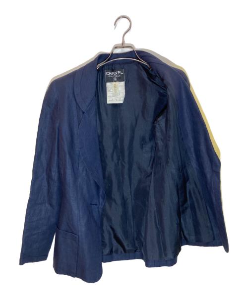 CHANEL（シャネル）CHANEL (シャネル) 金釦リネンテーラードジャケット ネイビー サイズ:SIZE 34の古着・服飾アイテム