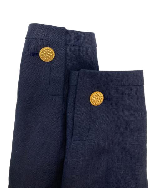CHANEL（シャネル）CHANEL (シャネル) 金釦リネンテーラードジャケット ネイビー サイズ:SIZE 34の古着・服飾アイテム
