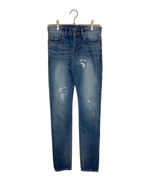 Saint Laurent Paris（サンローランパリ）Saint Laurent Paris (サンローランパリ) ダメージ・リペア加工スキニーデニムパンツ インディゴ サイズ:SIZE 28の古着・服飾アイテム