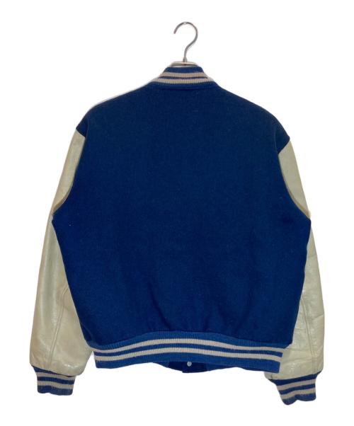 butwin（バトウィン）BUTWIN (バトウィン) 袖レザースタジャン ネイビー×ベージュ サイズ:SIZE 42の古着・服飾アイテム