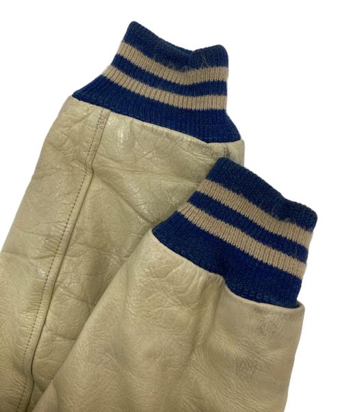 butwin（バトウィン）BUTWIN (バトウィン) 袖レザースタジャン ネイビー×ベージュ サイズ:SIZE 42の古着・服飾アイテム