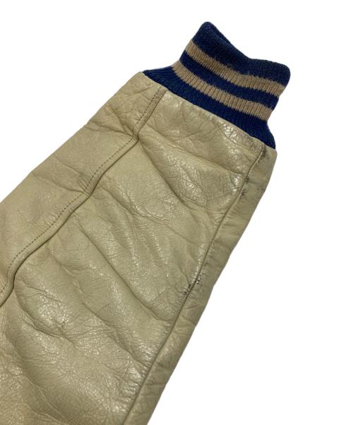 butwin（バトウィン）BUTWIN (バトウィン) 袖レザースタジャン ネイビー×ベージュ サイズ:SIZE 42の古着・服飾アイテム