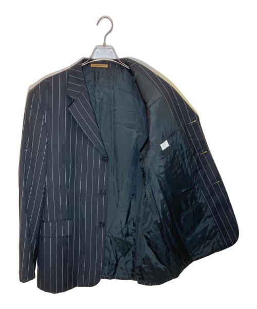 Yves Saint Laurent pour homme（イヴサンローラン プールオム）Yves Saint Laurent pour homme (イヴサンローラン プールオム) ストライプテーラードジャケット ブラック サイズ:SIZE 52の古着・服飾アイテム