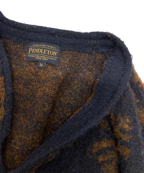 PENDLETON（ペンドルトン）PENDLETON (ペンドルトン) ニットカーディガン ネイビー×ブラウン サイズ:SIZE Mの古着・服飾アイテム