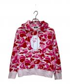 A BATHING APEアベイシングエイプ）の古着「ABC CAMO COLLEGE PULLOVER HOODIE」｜ピンク