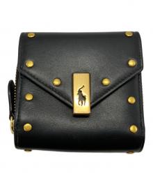 POLO RALPH LAUREN（ポロ・ラルフローレン）の古着「POLO ID レザーコンパクトウォレット」｜ブラック