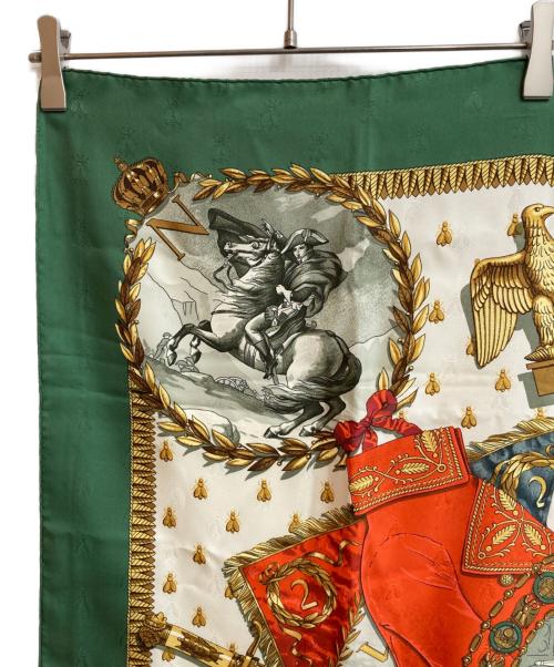 HERMES（エルメス）HERMES (エルメス) カレ90 NAPOLEON/ナポレオン グリーン×ホワイト サイズ:-の古着・服飾アイテム