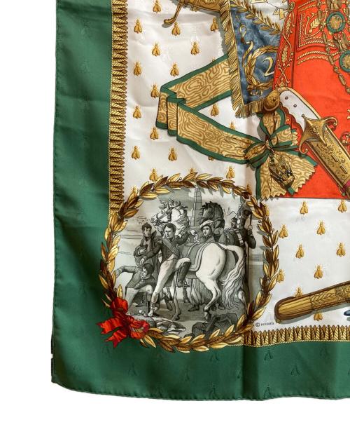 HERMES（エルメス）HERMES (エルメス) カレ90 NAPOLEON/ナポレオン グリーン×ホワイト サイズ:-の古着・服飾アイテム