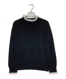 Leilian（レリアン）の古着「チュールフリルハイネックニット」｜ブラック