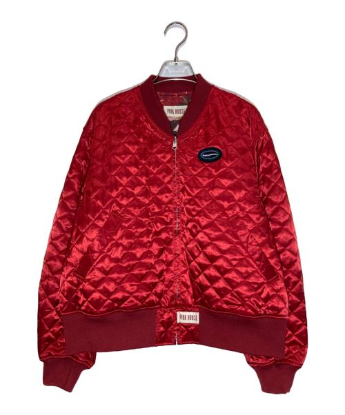 PINK HOUSE（ピンクハウス）PINK HOUSE (ピンクハウス) kotohayokozawa (コトハヨコザワ) QUILTING REVERSIBLE BLOUSON レッド×ブラウン サイズ:SIZE Freeの古着・服飾アイテム