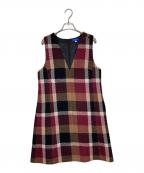 BLUE LABEL CRESTBRIDGEブルーレーベルクレストブリッジ）の古着「クレストブリッジチェック ロービングツイードジャンパードレス」｜ボルドー×ブラウン
