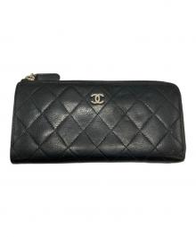 CHANEL（シャネル）の古着「ココマークキャビアスキンL字ファスナー長財布」｜ブラック