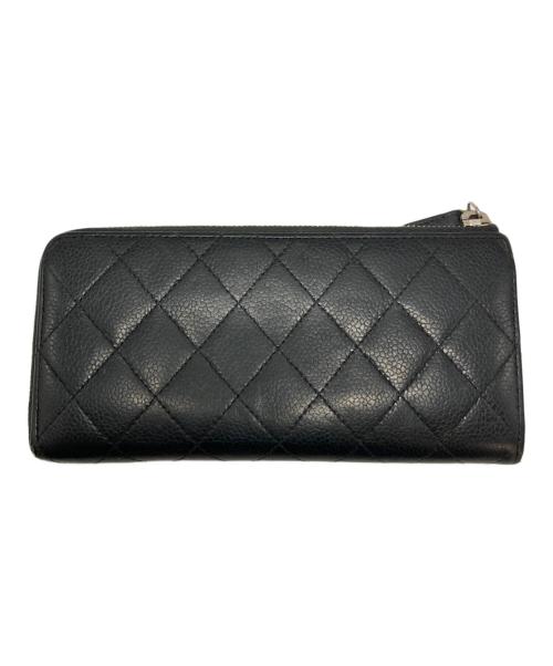 CHANEL（シャネル）CHANEL (シャネル) ココマークキャビアスキンL字ファスナー長財布 ブラックの古着・服飾アイテム