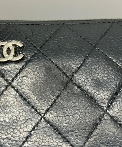 CHANEL（シャネル）CHANEL (シャネル) ココマークキャビアスキンL字ファスナー長財布 ブラックの古着・服飾アイテム