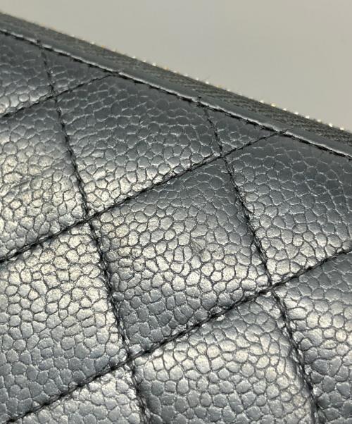 CHANEL（シャネル）CHANEL (シャネル) ココマークキャビアスキンL字ファスナー長財布 ブラックの古着・服飾アイテム