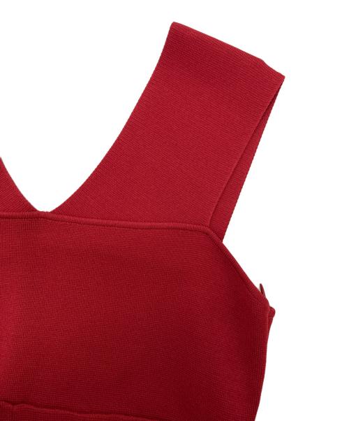 Noble（ノーブル）Noble (ノーブル) ミラノリブフィットフレアニットワンピース レッド サイズ:Freeの古着・服飾アイテム