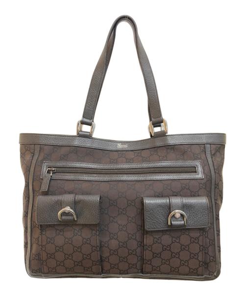 GUCCI（グッチ）GUCCI (グッチ) アビー ラインGG柄 トートバッグ ブラウン サイズ:-の古着・服飾アイテム