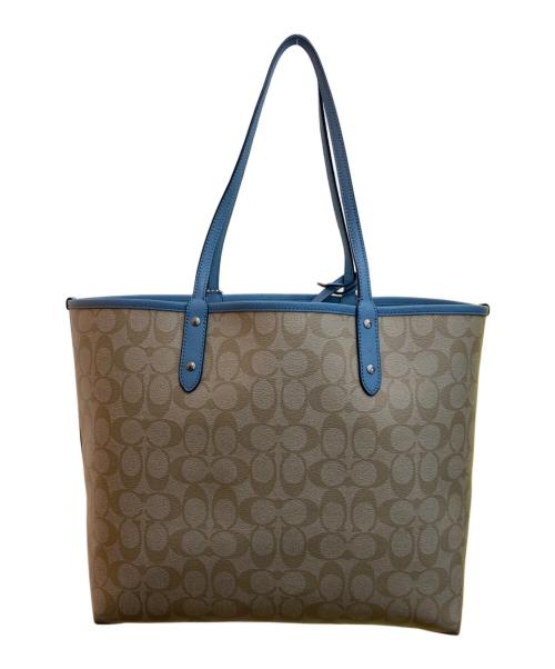 COACH（コーチ）COACH (コーチ) リバーシブルトートバッグ ベージュ×ブルー サイズ:-の古着・服飾アイテム